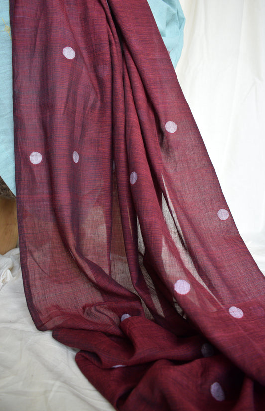 Maroon Handwoven Jamdani dupatta